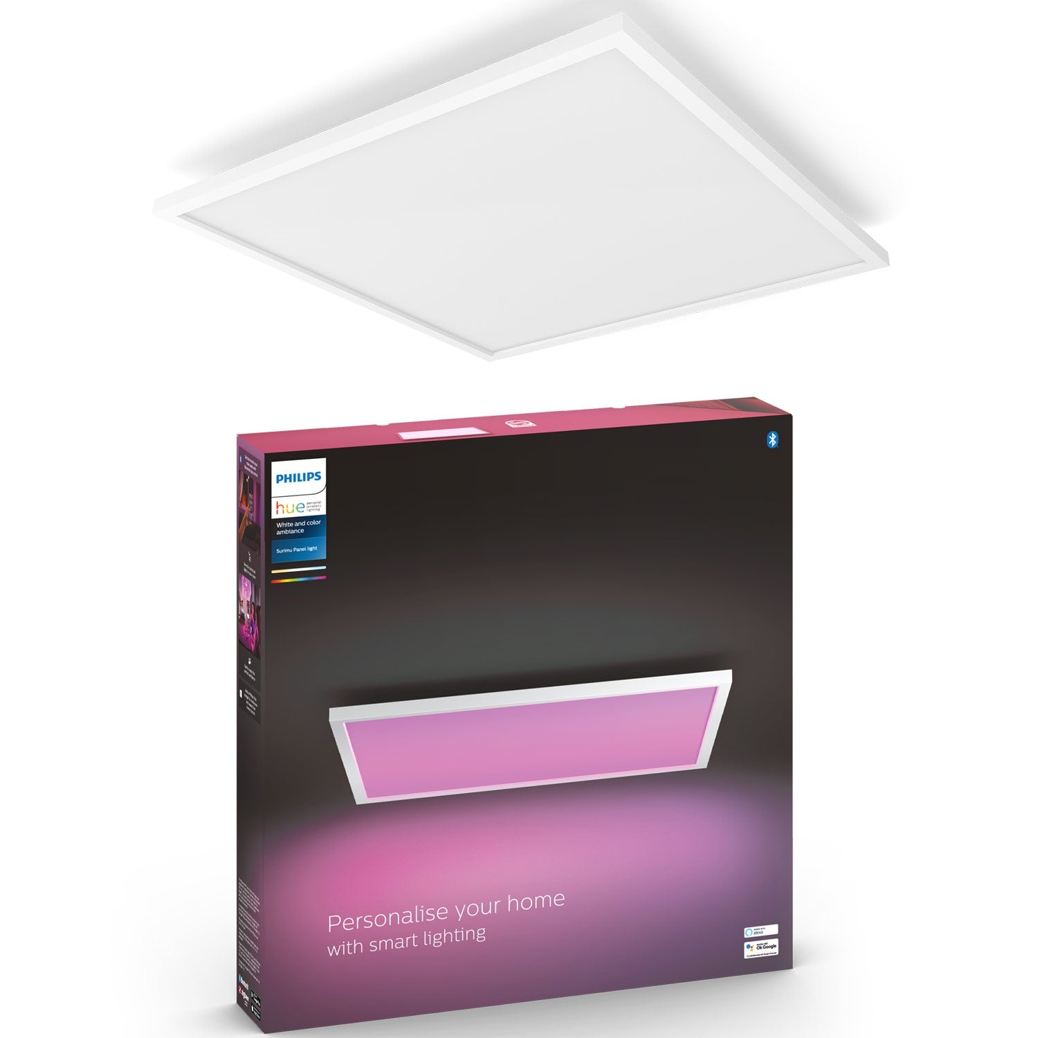 Square LED Ceiling Panel, White & Color, Bluetooth Control