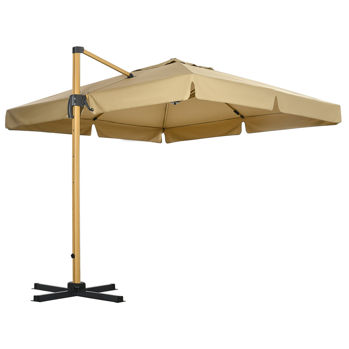Square Parasol, Height-Adjustable Cantilever Umbrella, 295 X 295 Cm With Rotating Umbrella Stand, Garden Umbrella With Adjustable Tilt, Khaki