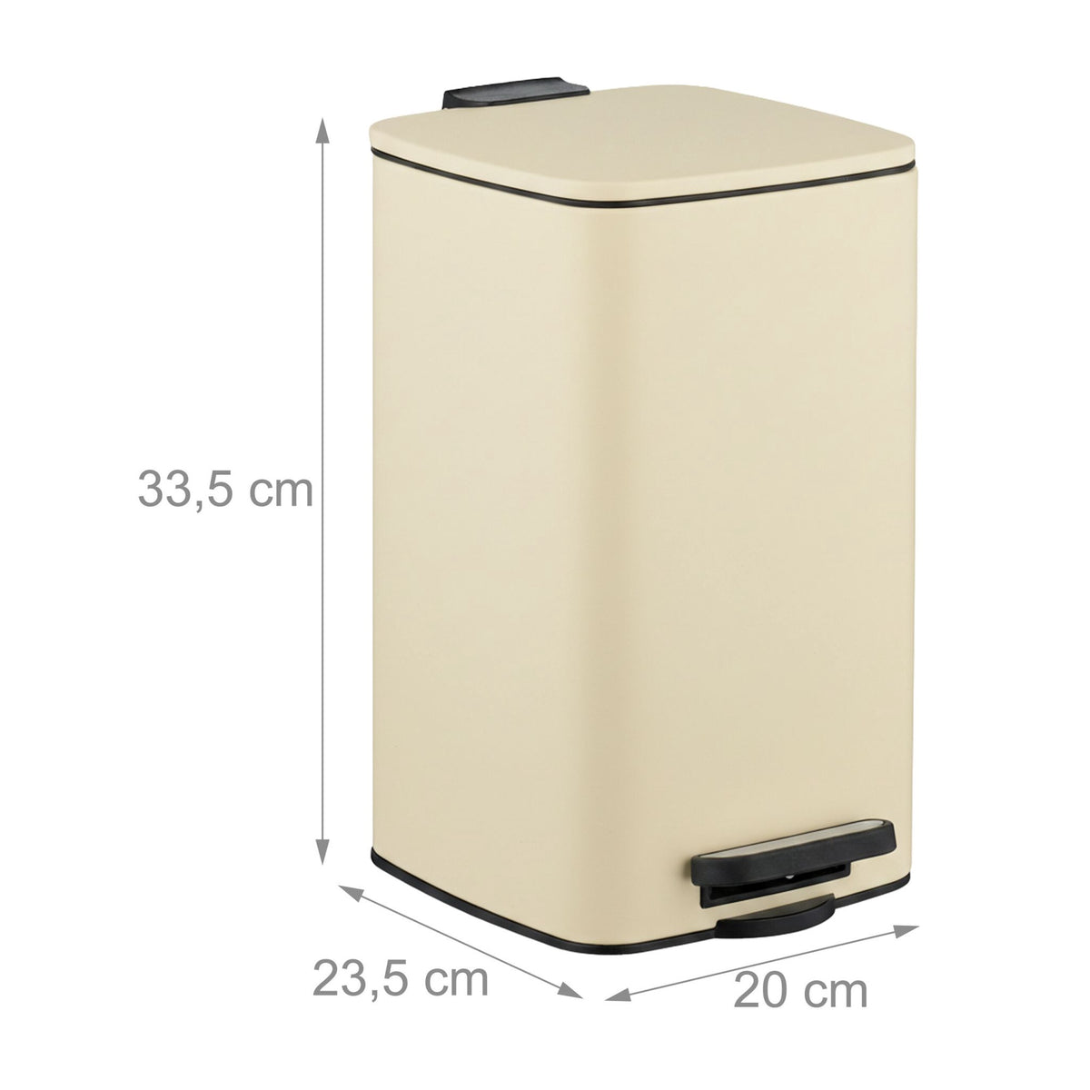 Square Pedal Bin 8L with Liners – Soft-Close, Hands-Free
