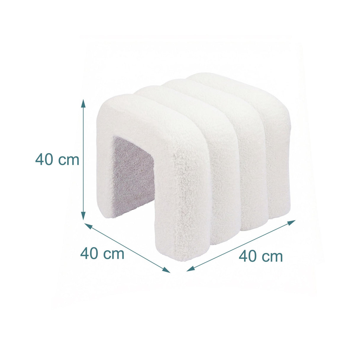 Square Plush Footstool – Teddy Fabric, Padded Seat