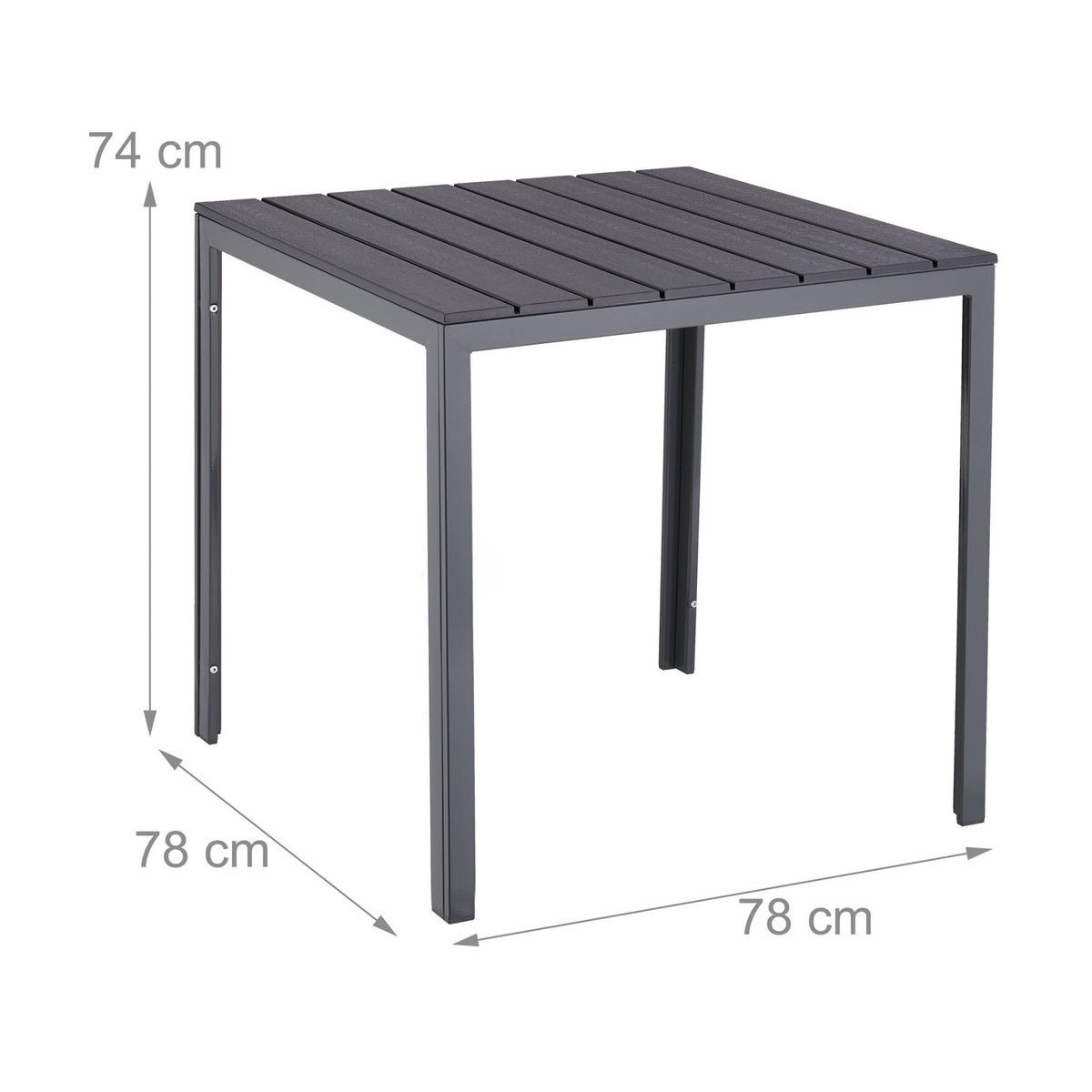Square garden table in wood look