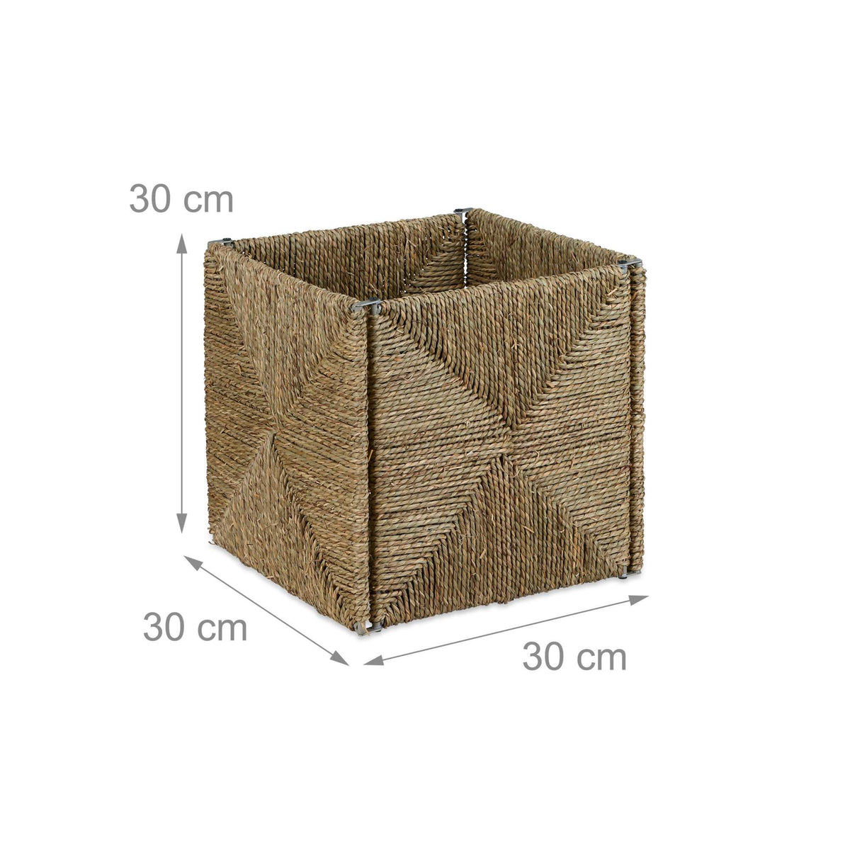 Square storage basket in seaweed