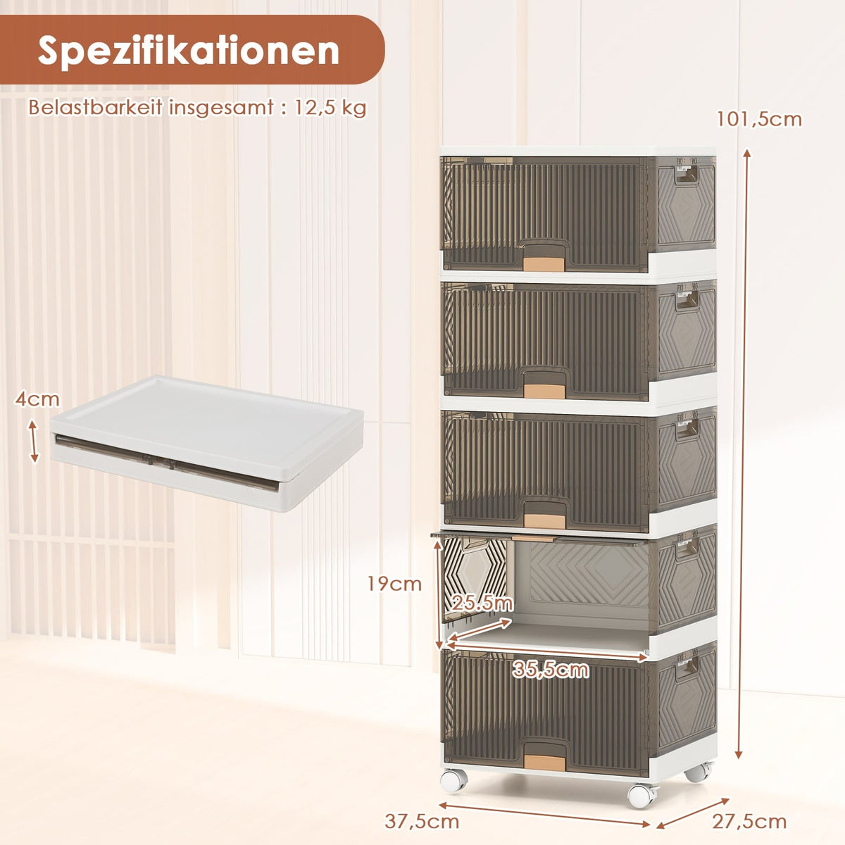 Stackable Shoe Storage Box with Wheels, 85L Capacity