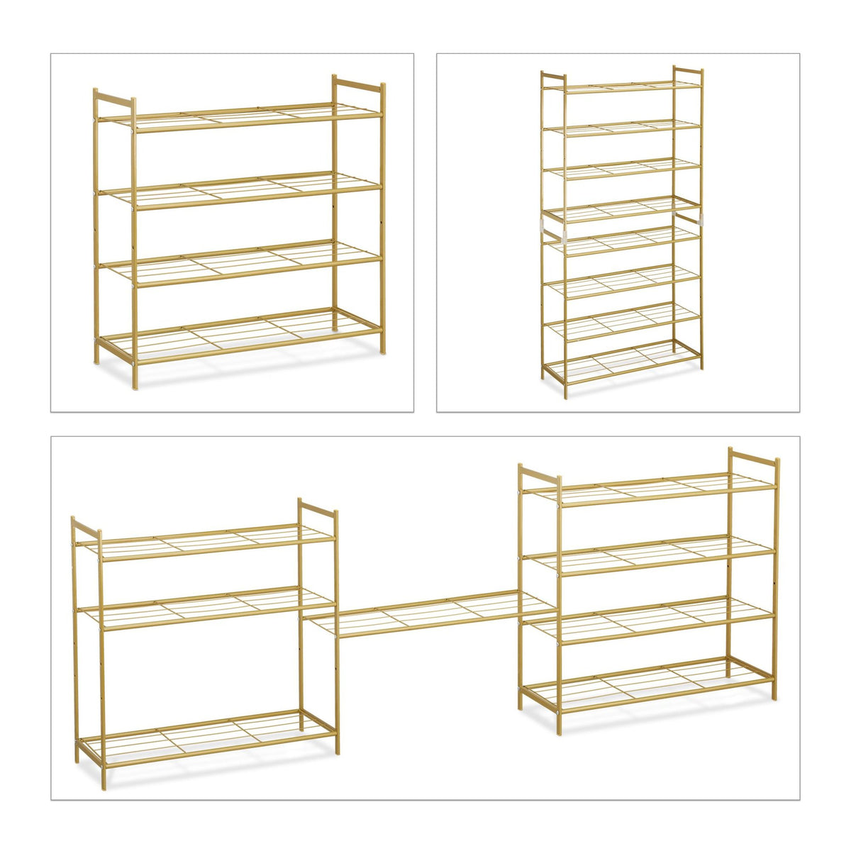 Stackable shoe shelf with 4 shelves