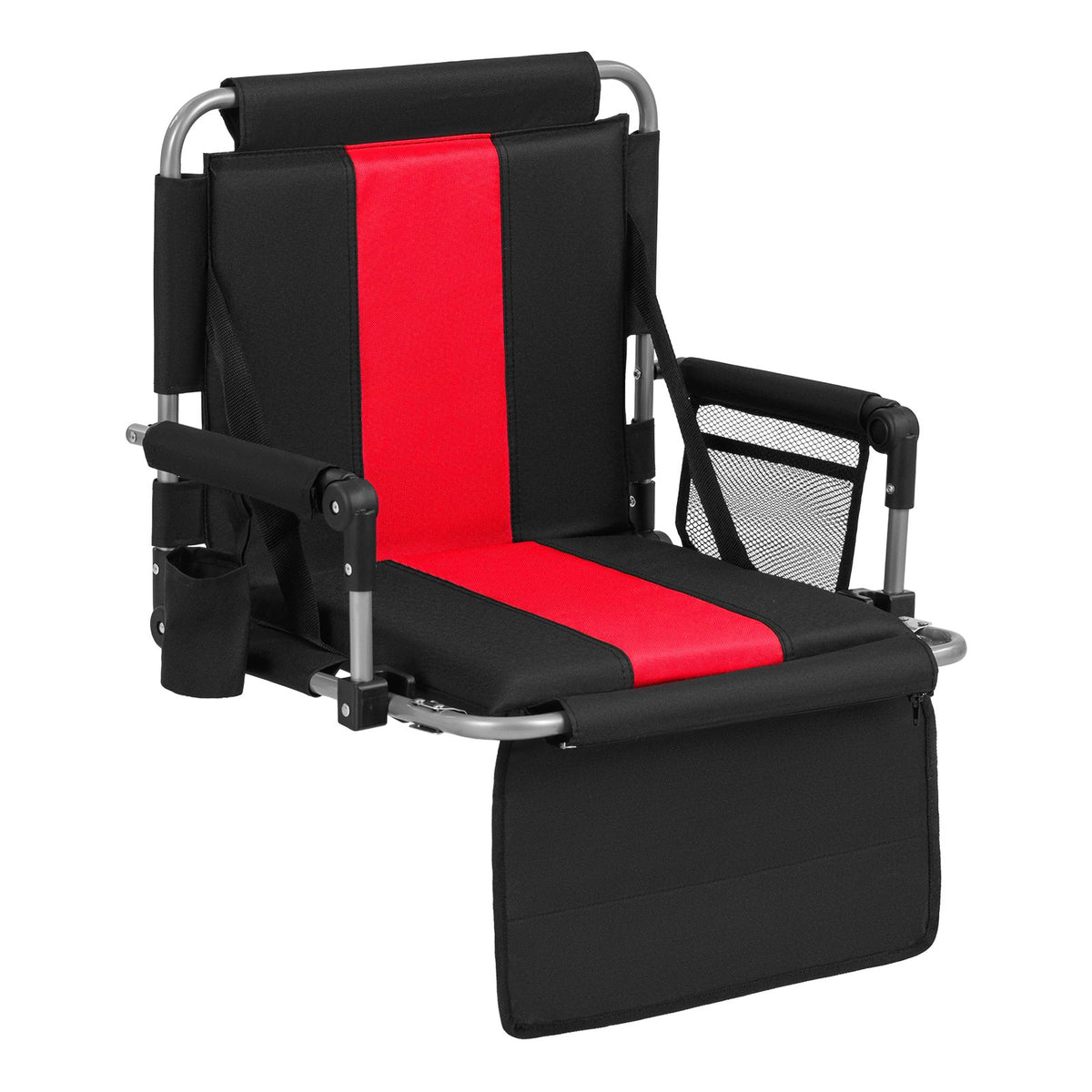 Stadium Seat with Backrest, Foldable, Cup Holder, Red