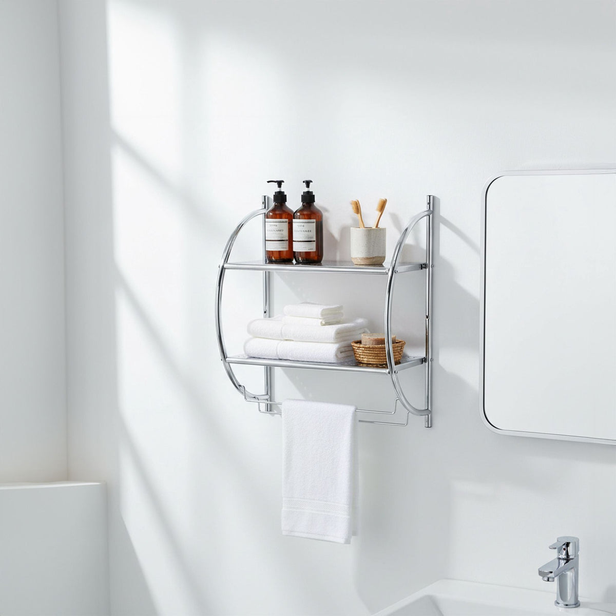 Stainless Steel Bathroom Shelf with Towel Rails