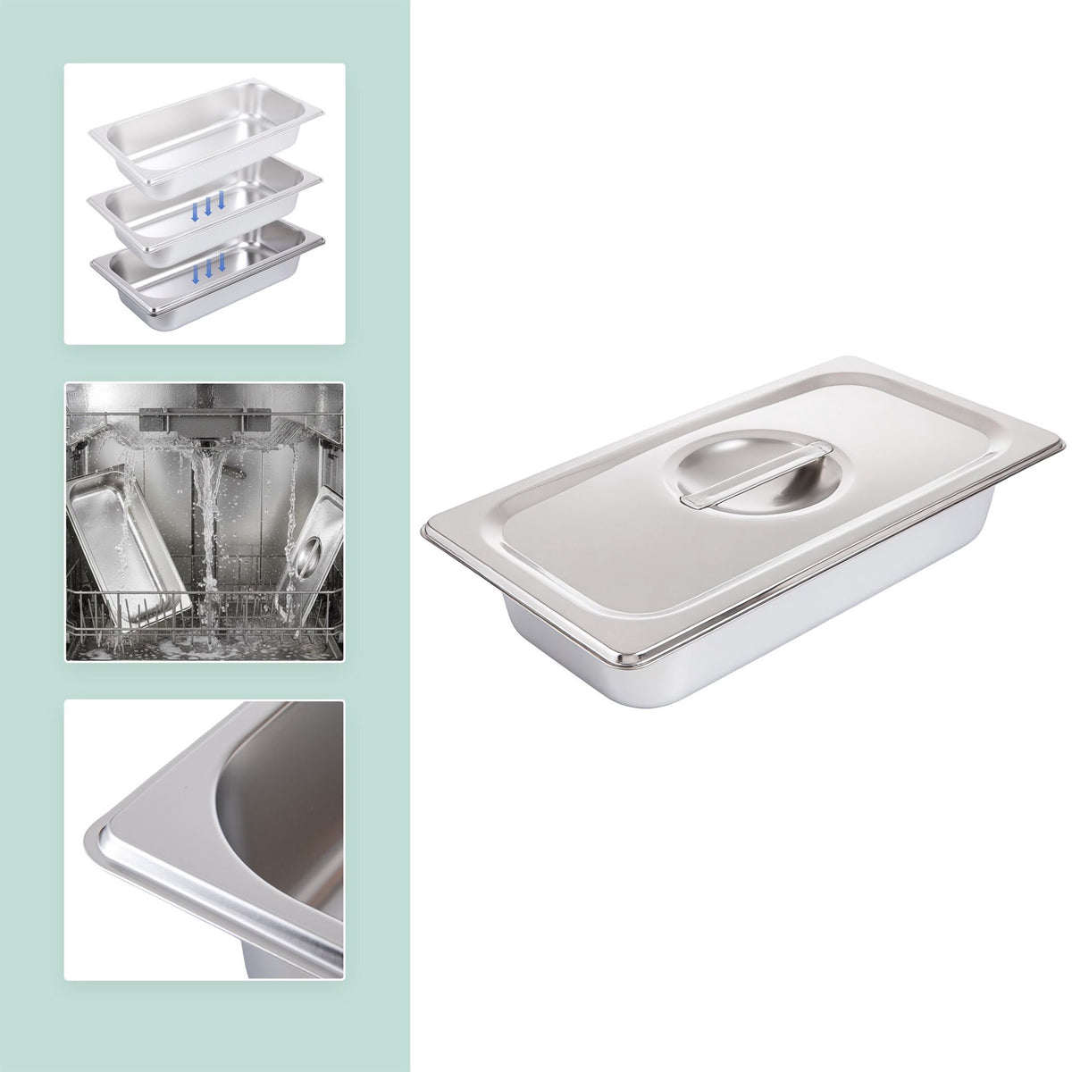 Stainless Steel Gastronorm 3-Piece Container Set