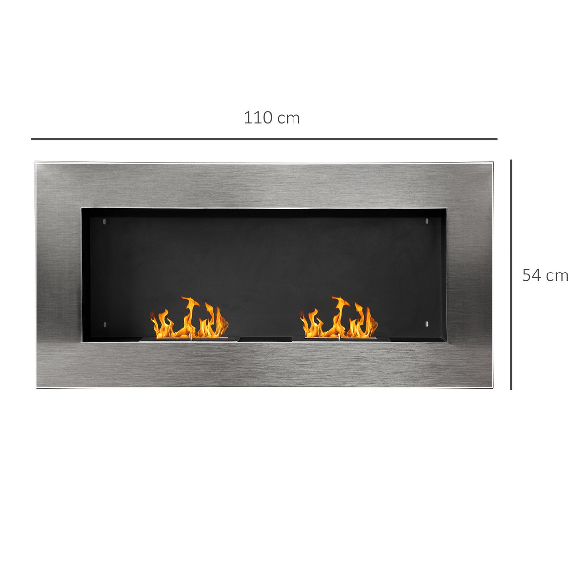 Stainless Steel Gel Fireplace Ethanol Fireplace Bioethanol Fireplace Wall Fireplace Silver 110 X 54 X 14 Cm