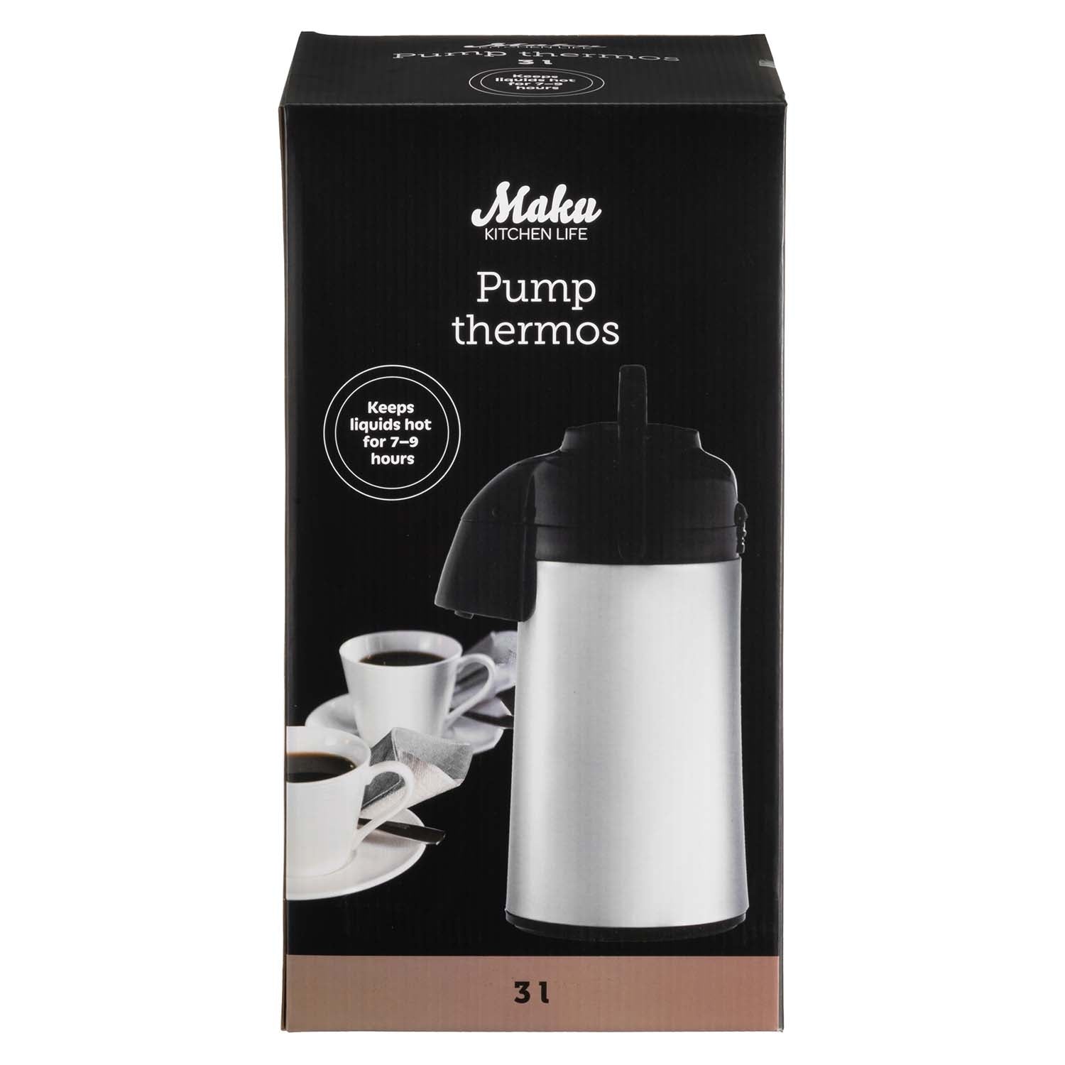 Stainless Steel Pump Thermos, 3 Liters