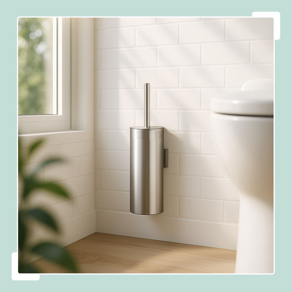 Stainless Steel Toilet Brush Set with Wall Mount