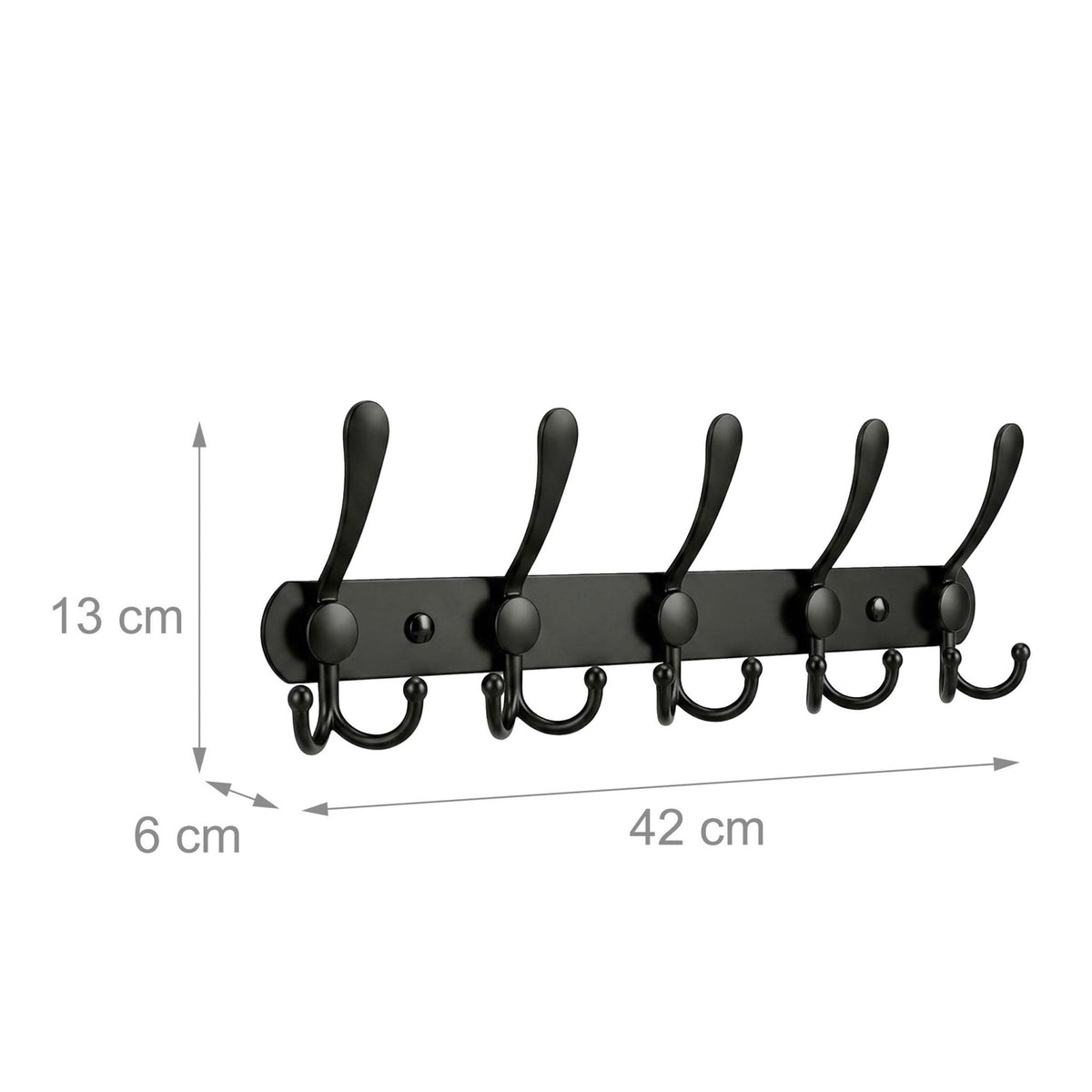 Stainless Steel Wall Coat Hook Rails, Set of 2, Black