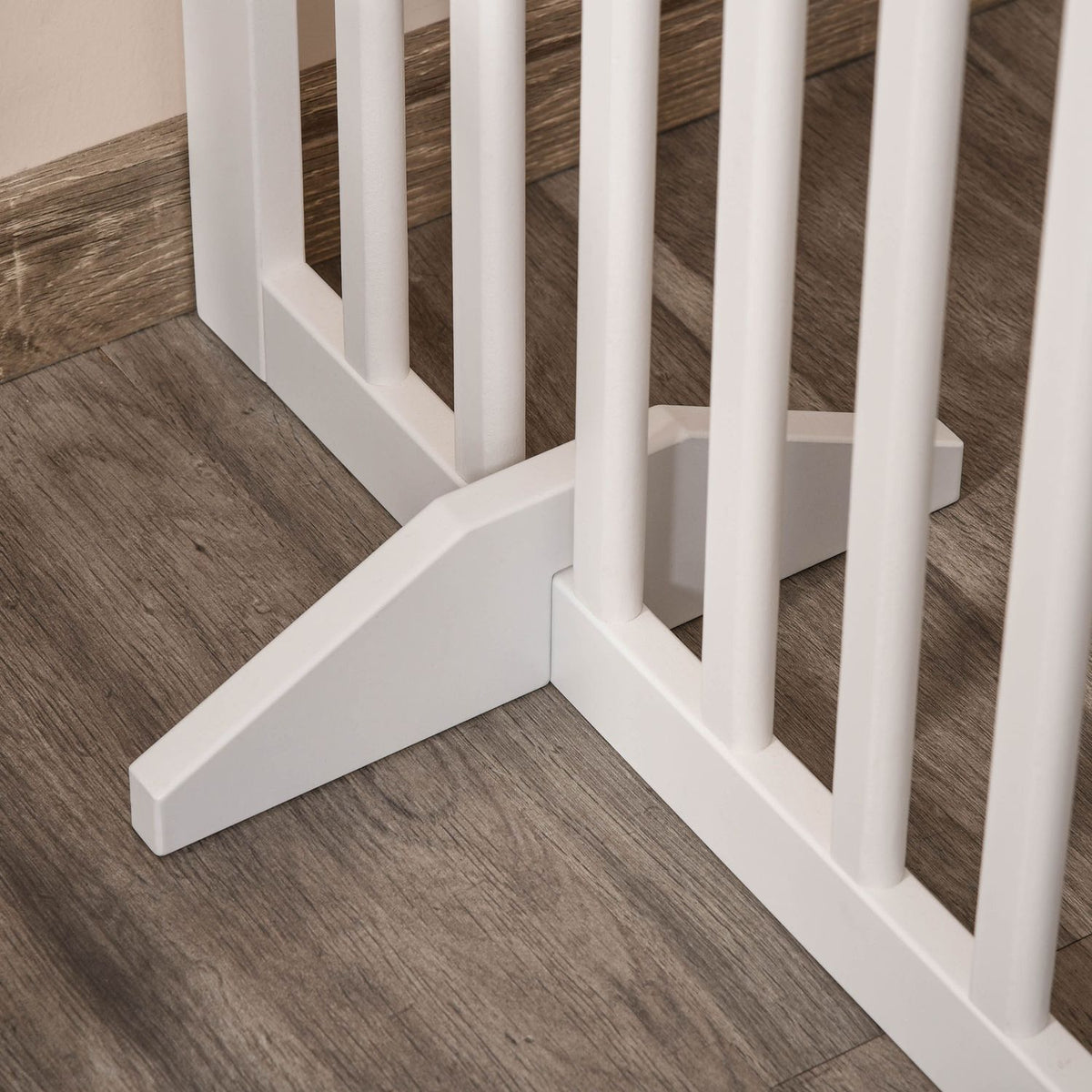 Stair Gate Foldable No Drilling Barrier Gate Protective Gate 4 Pieces Freestanding With 2 Support Feet White 81 Cm