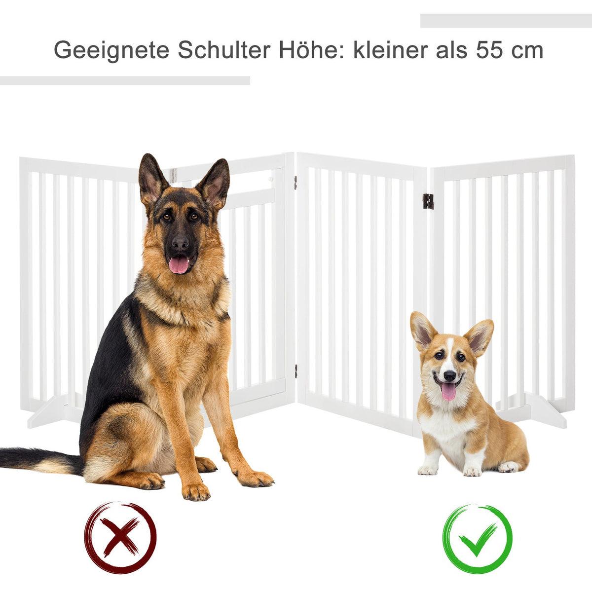 Stair Gate Foldable No Drilling Barrier Gate Protective Gate 4 Pieces Freestanding With 2 Support Feet White 81 Cm