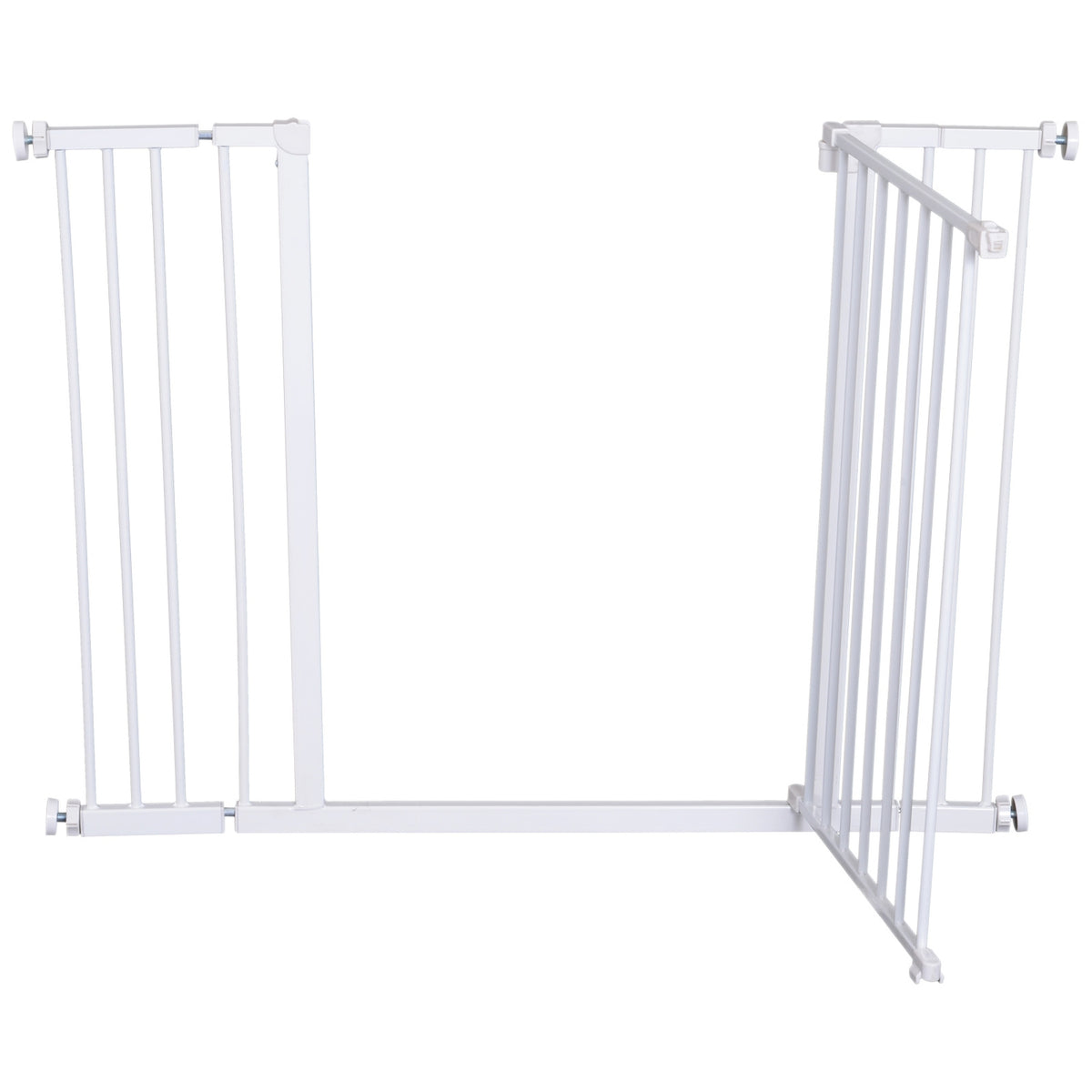 Stair Gate Metal Door Protection Barrier Gate Drill-Free Adjustable 76-107X76Cm White
