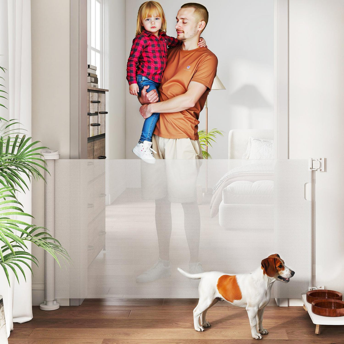 Stair gate extendable 0-136cm 87 cm high door gate for pets 142 x 10 x 87 cm white