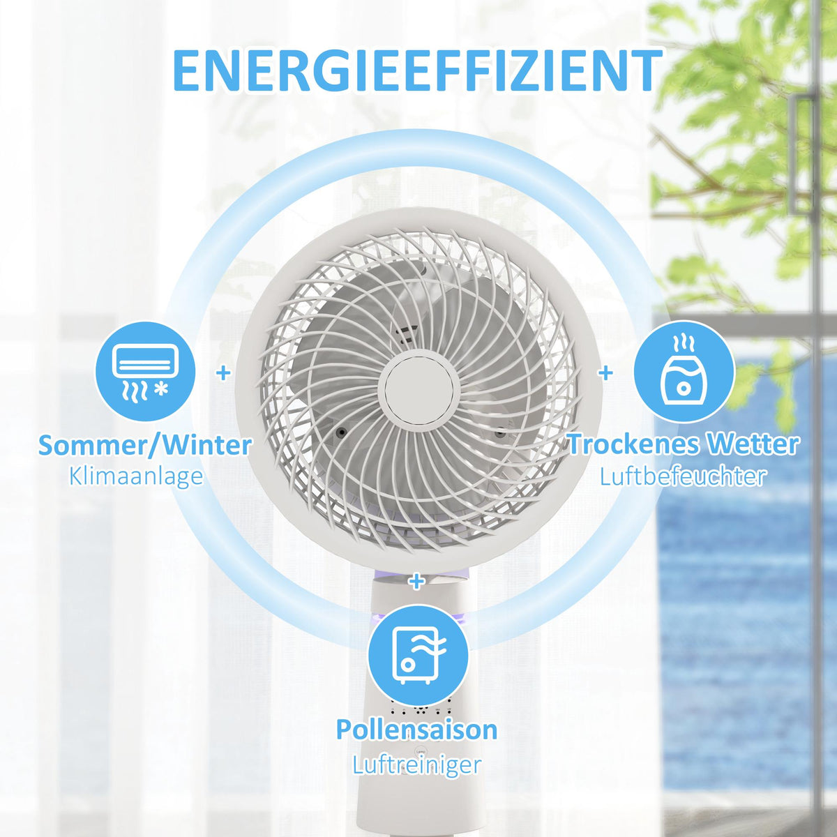 Stand Fan with Remote, 3 Speeds, 70/90 Oscillation