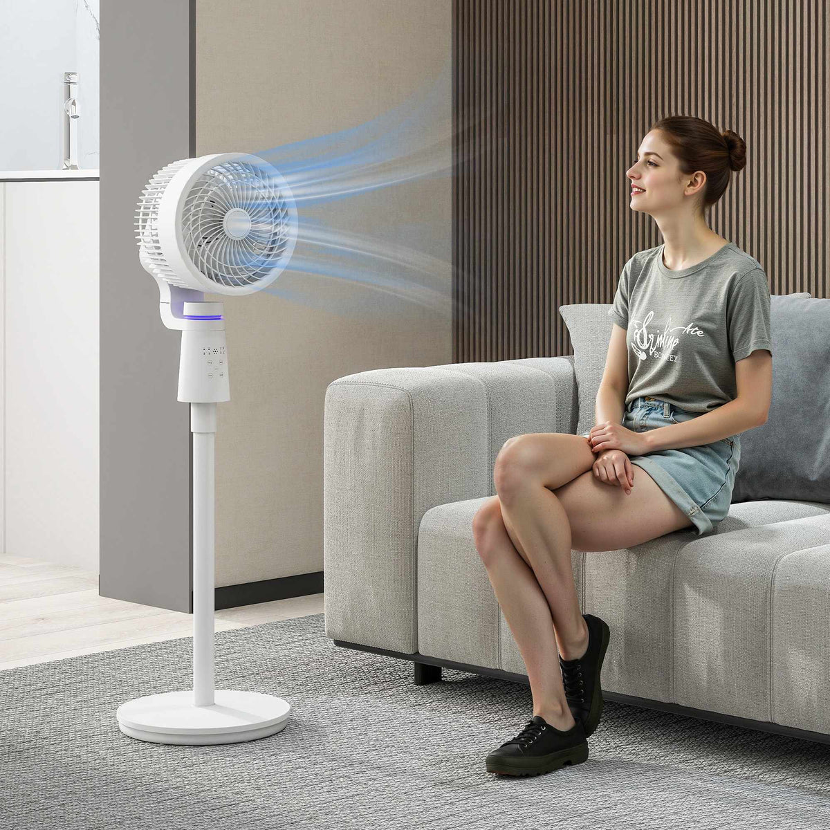 Stand Fan with Remote, 3 Speeds, 70/90 Oscillation