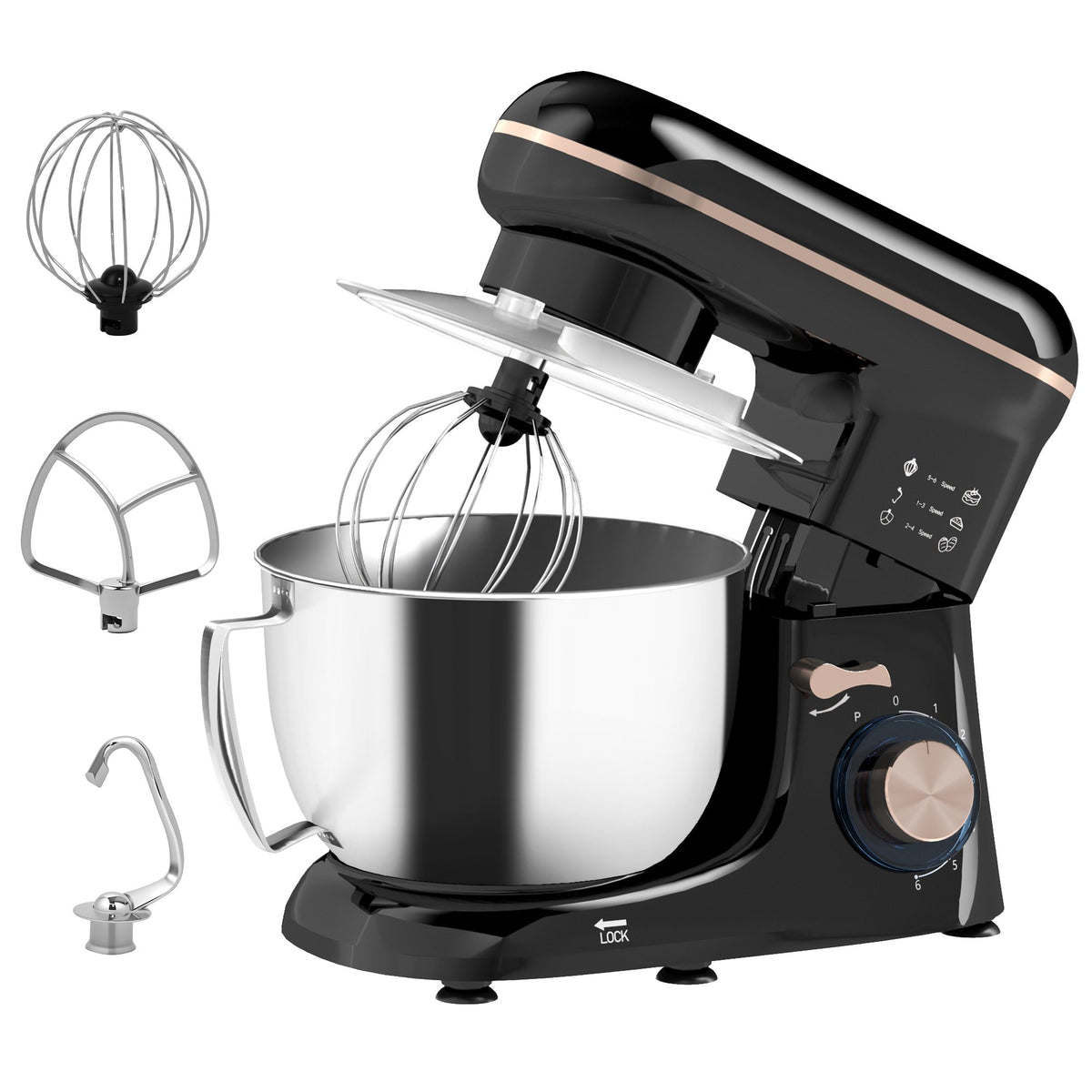 Stand Mixer with 4.5L Stainless Steel Bowl, 1300W, Beige