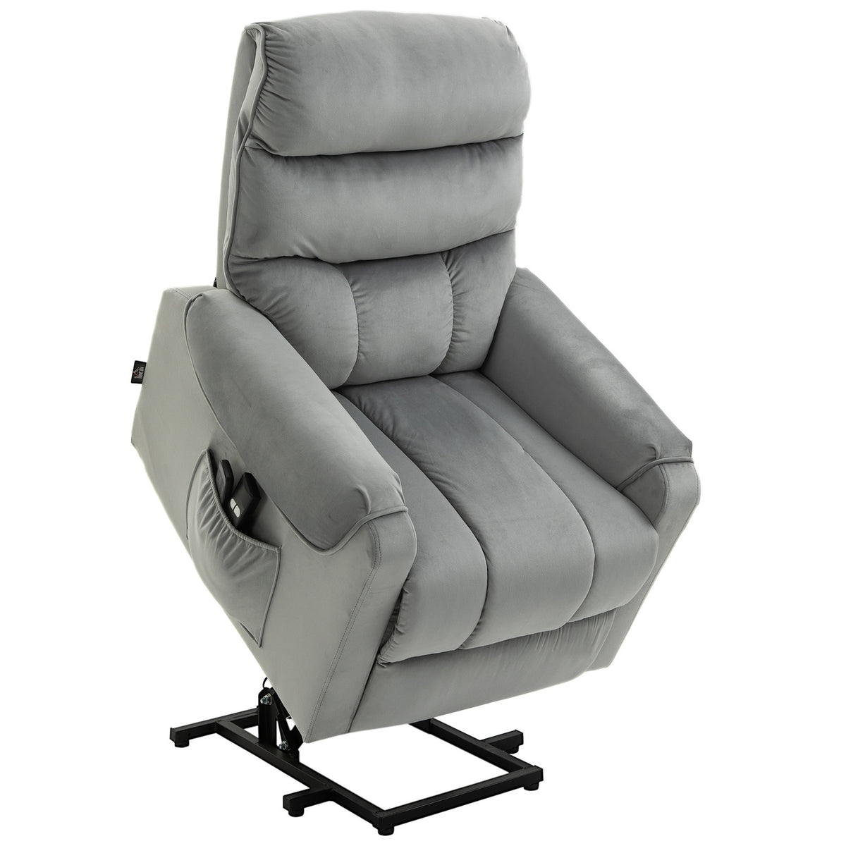 Stand-Up Aid, Relaxation Chair, Electric Massage Chair, Tv Chair With Reclining Function, Velvet-Like Polyester, Metal Foam