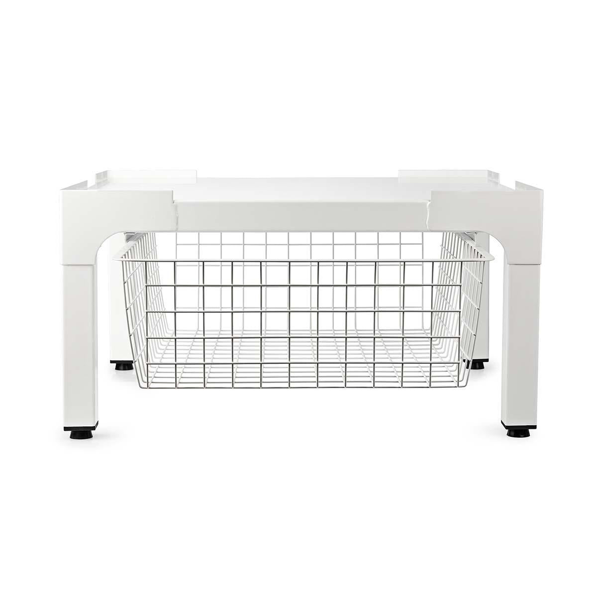 Stand for Washing Machine & Dryer | Wire basket | 200 kg | White