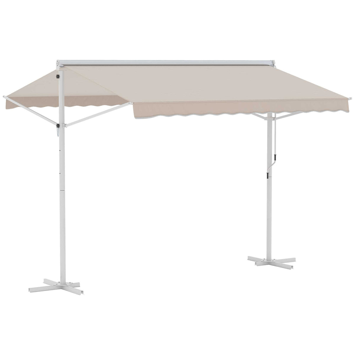 Standing Awning Garden Awning Awning With Folding Arm Crank Patio Beige 3X3M