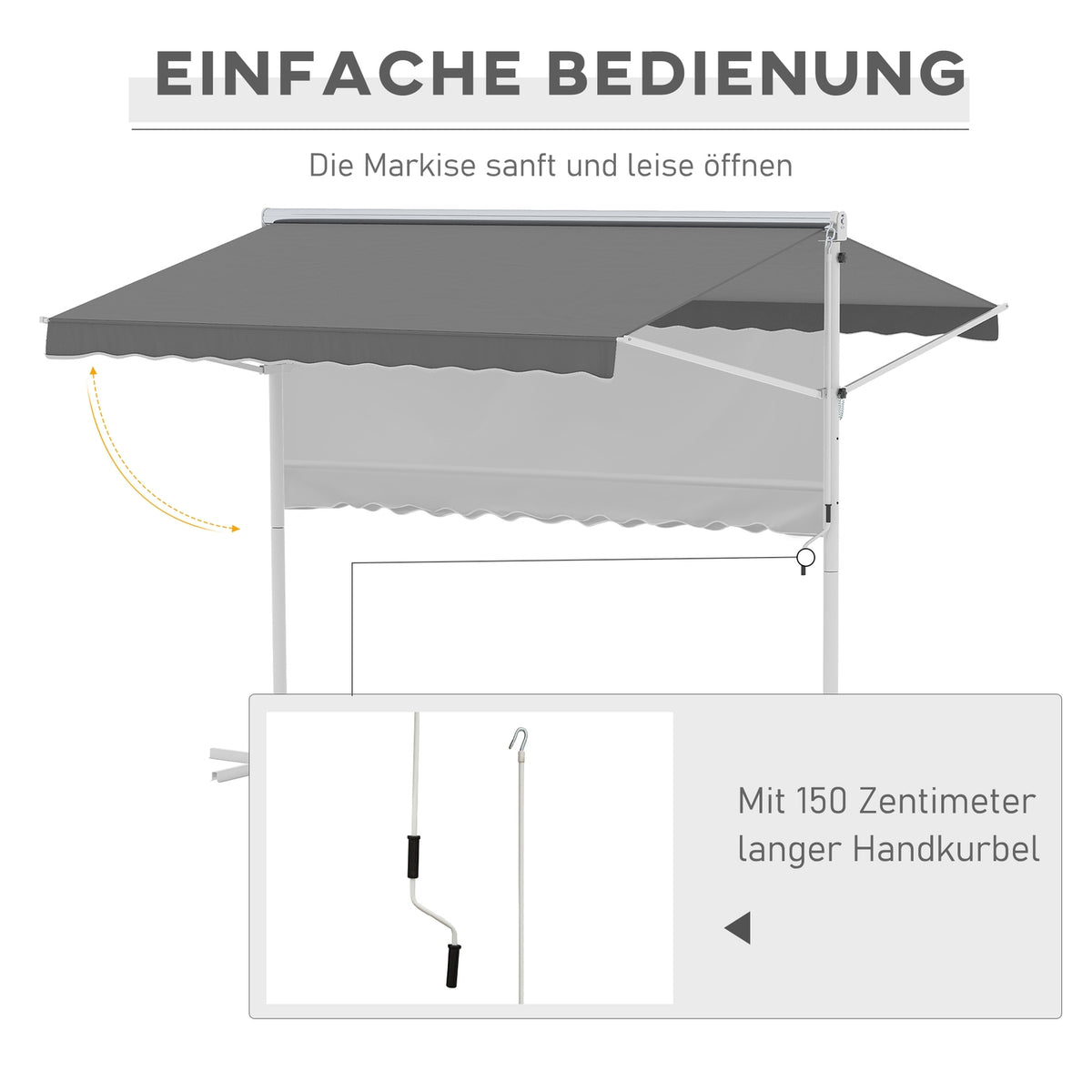 Standing Awning Garden Awning Awning With Folding Arm Crank Patio Gray 3X3M