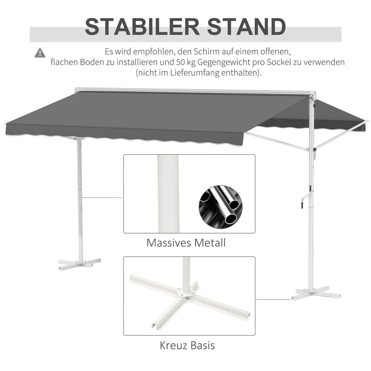 Standing Awning Garden Awning Awning With Folding Arm Crank Patio Gray 4X3M