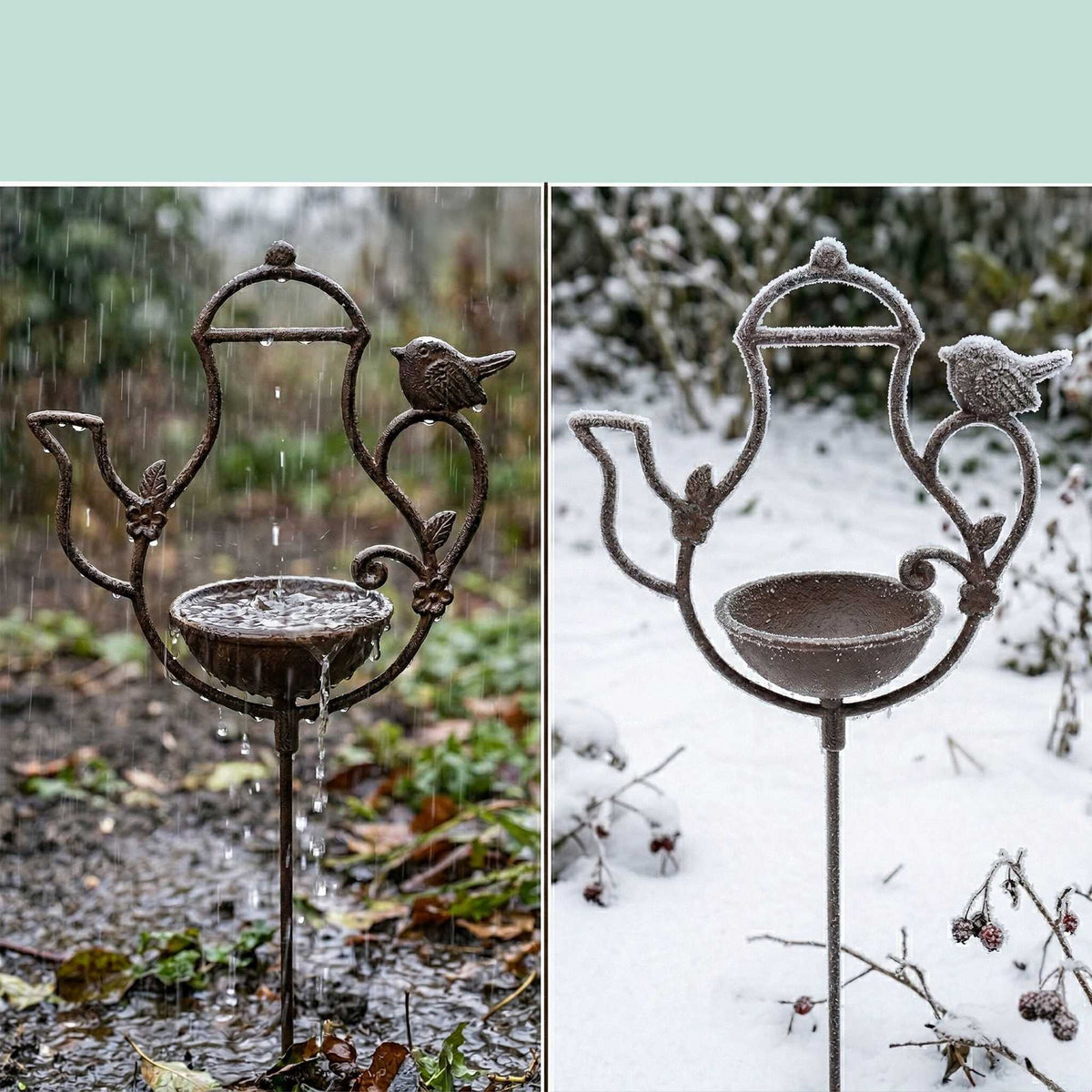 Standing Bird Bath, Cast Iron Teapot Design
