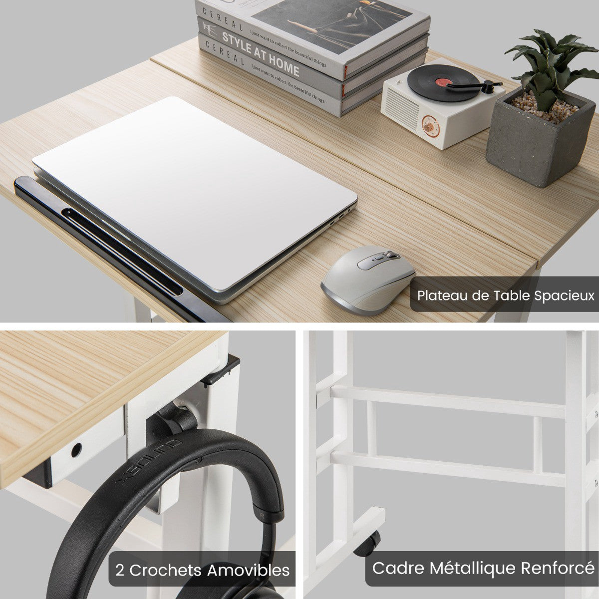 Standing Desk on Wheels, Height Adjustable, Tilt Tray