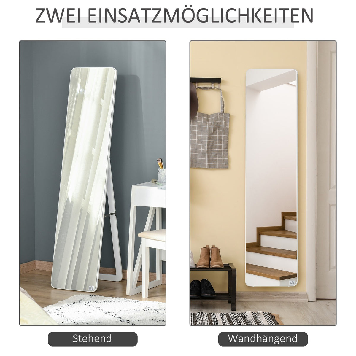 Standing Mirror, Full-Length Mirror With Folding Frame, Make-Up Mirror, Free-Standing Or Wall-Mounted, Stable For Living Room, Dressing Room