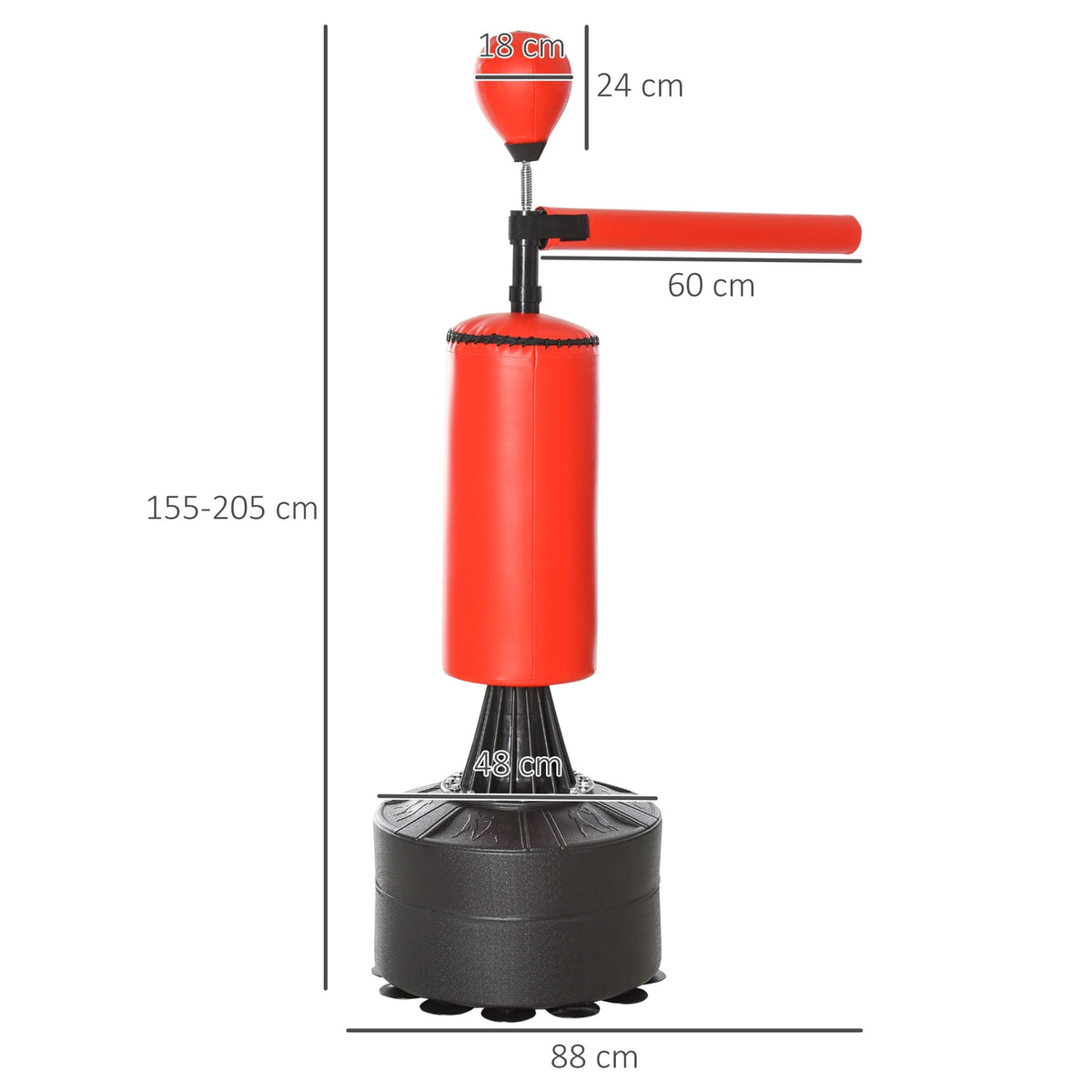 Standing Punching Bag Boxing Training Device With Accessories Boxing Assistant Training Punching Bag Black Red 88 X 48 X 155-205 Cm