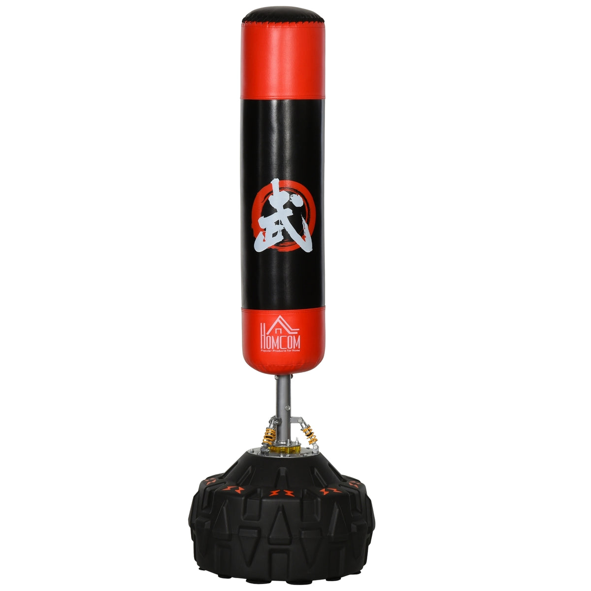 Standing Punching Bag, Free-Standing Boxing Training Device For Adults, With Suction Base, Black+Red, 60X60X180Cm
