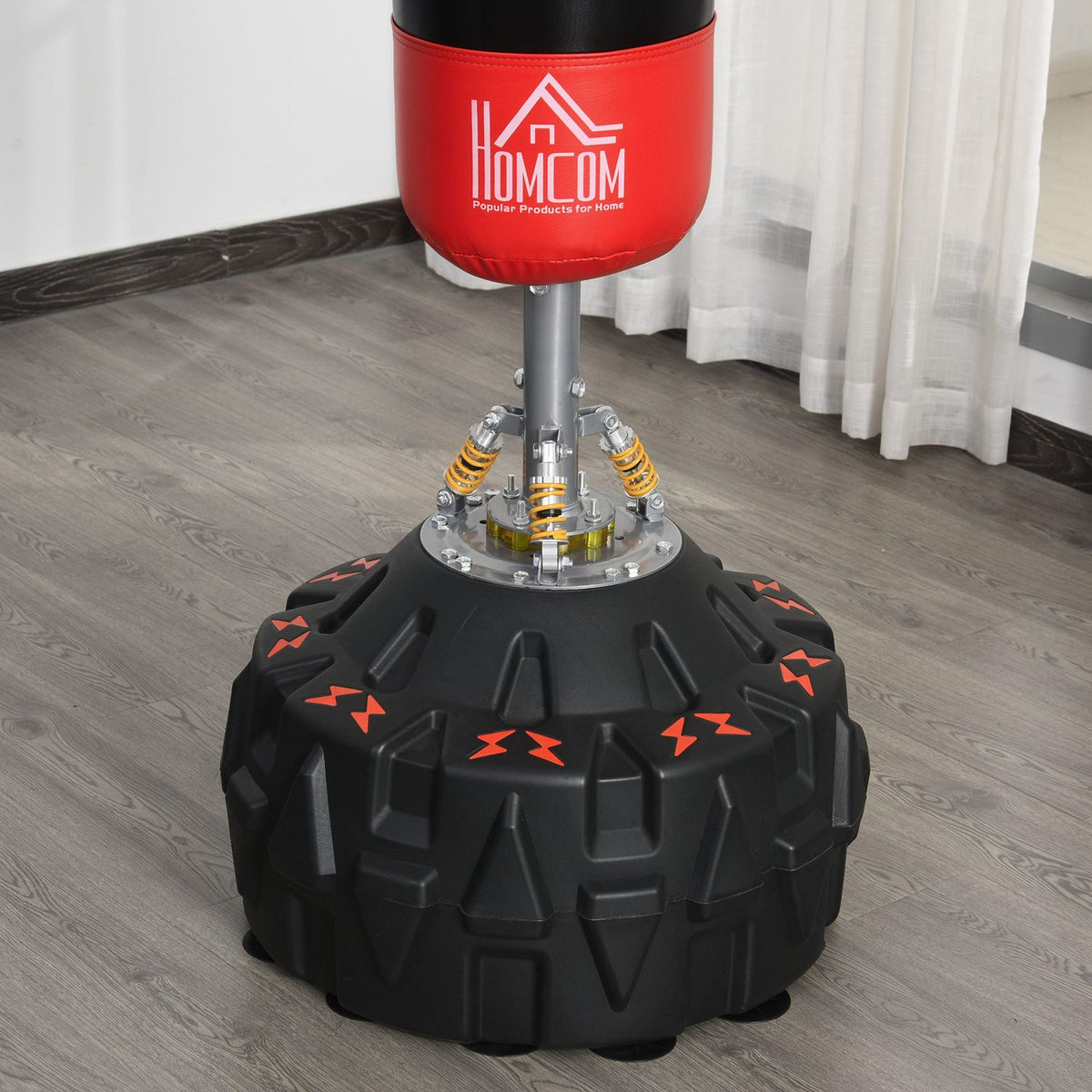Standing Punching Bag, Free-Standing Boxing Training Device For Adults, With Suction Base, Black+Red, 60X60X180Cm