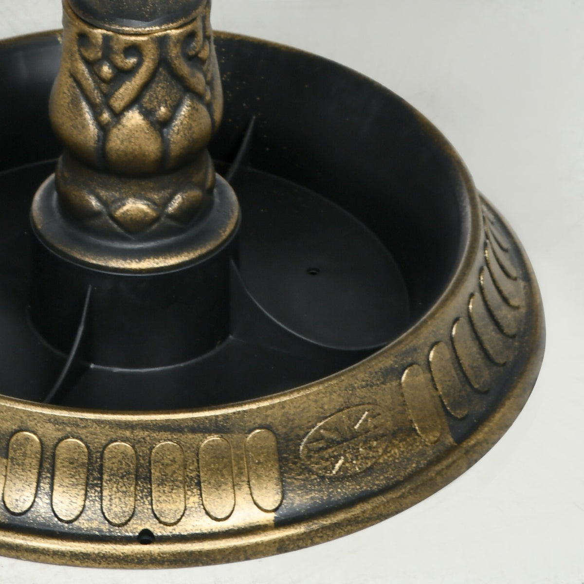 Standing bird bath, bird bath made of plastic, frost-proof bird basin, winter-proof water drinker for wild birds, water bowl, water point for garden, terrace, balcony, 49.5 x 38 x 81 cm, bronze