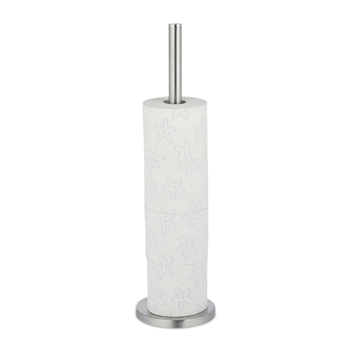 Standing toilet paper holder in metal