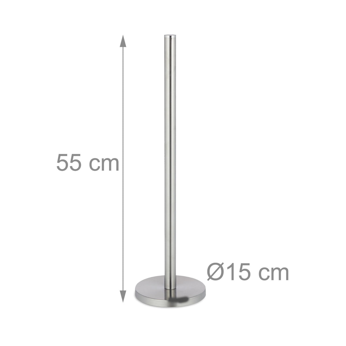 Standing toilet paper holder in metal