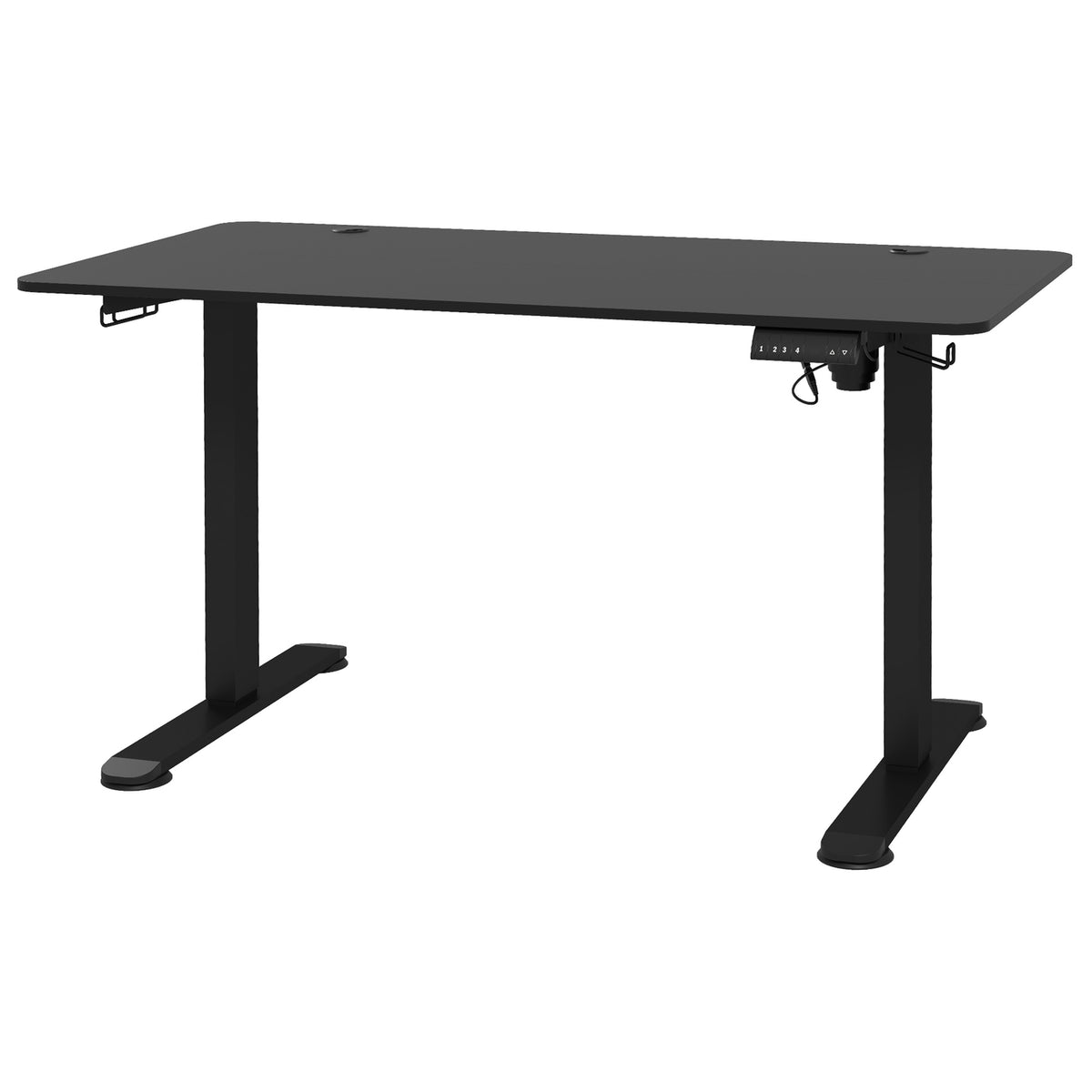 Stand-up desk, electric, with anti-collision, overheating protection, storage options, 140x70x72-116cm, chipboard, black
