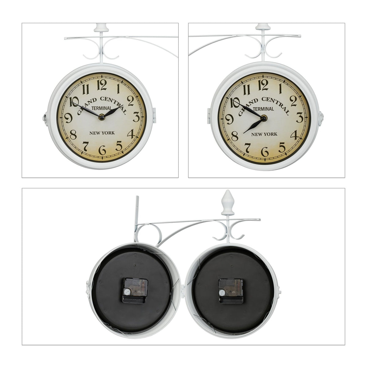 Station clock double-sided in white