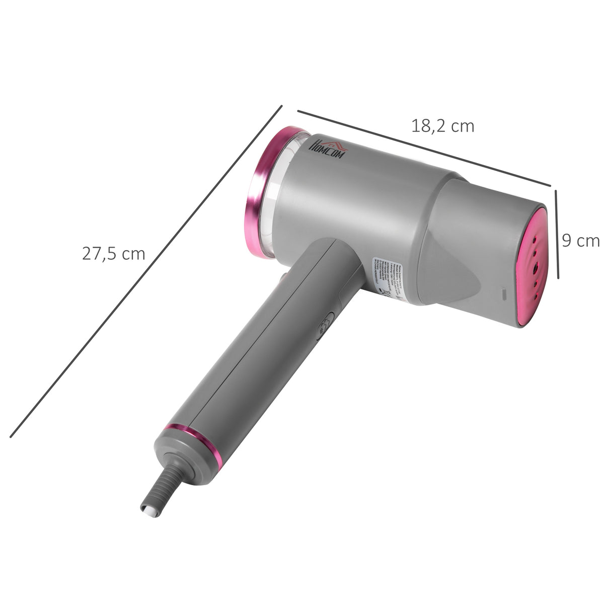 Steam Smoother Steam Brush Foldable Steam Iron With 160 Ml Water Tank 1520 W Aluminum Plastic Gray + Pink 27.5 X 18.2 X 9 Cm