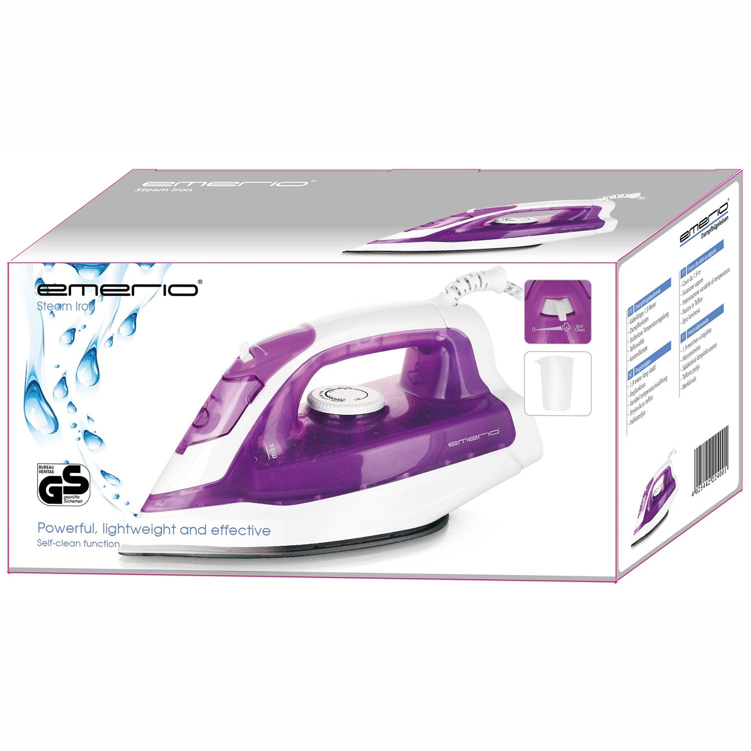 Steam iron Teflon sole Self clean