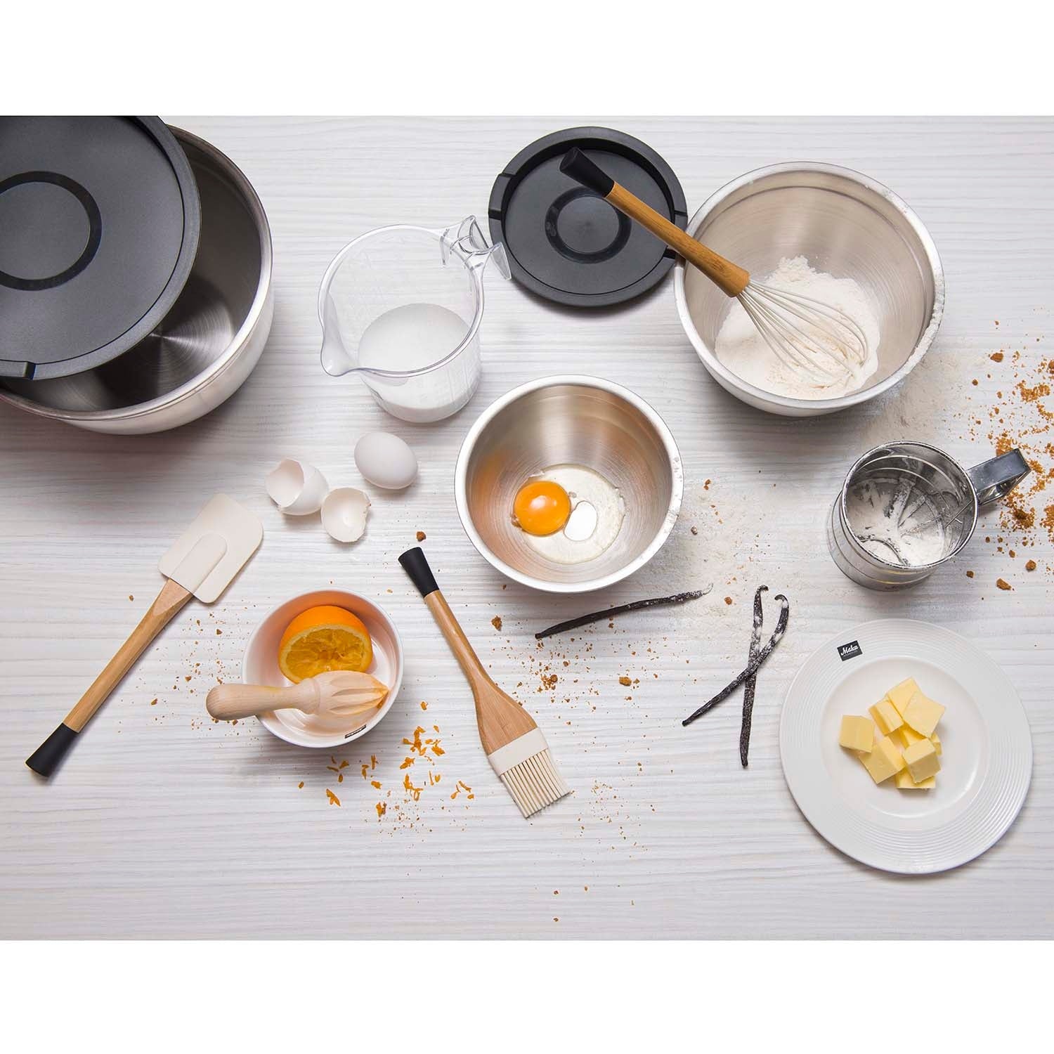 Steel Bowl Set with Lids, 3 Pieces