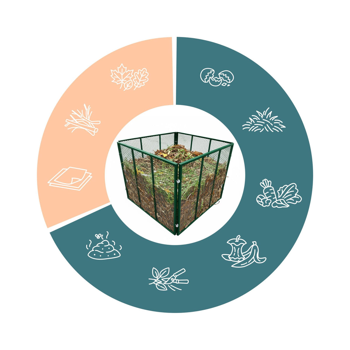 Steel Compost Bin, 800L Capacity, Galvanised Mesh
