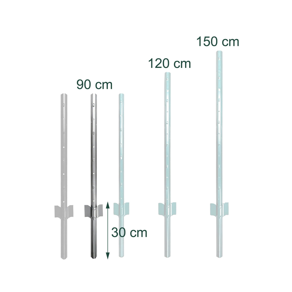 Steel Fence Posts with Ground Anchors, 90 cm, Set of 10
