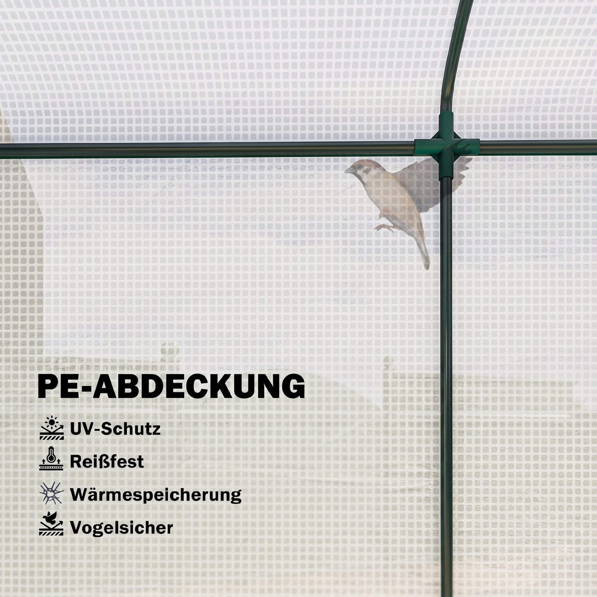Steel Frame Greenhouse with Roll-Up Door, 200 x 75 x 188 cm