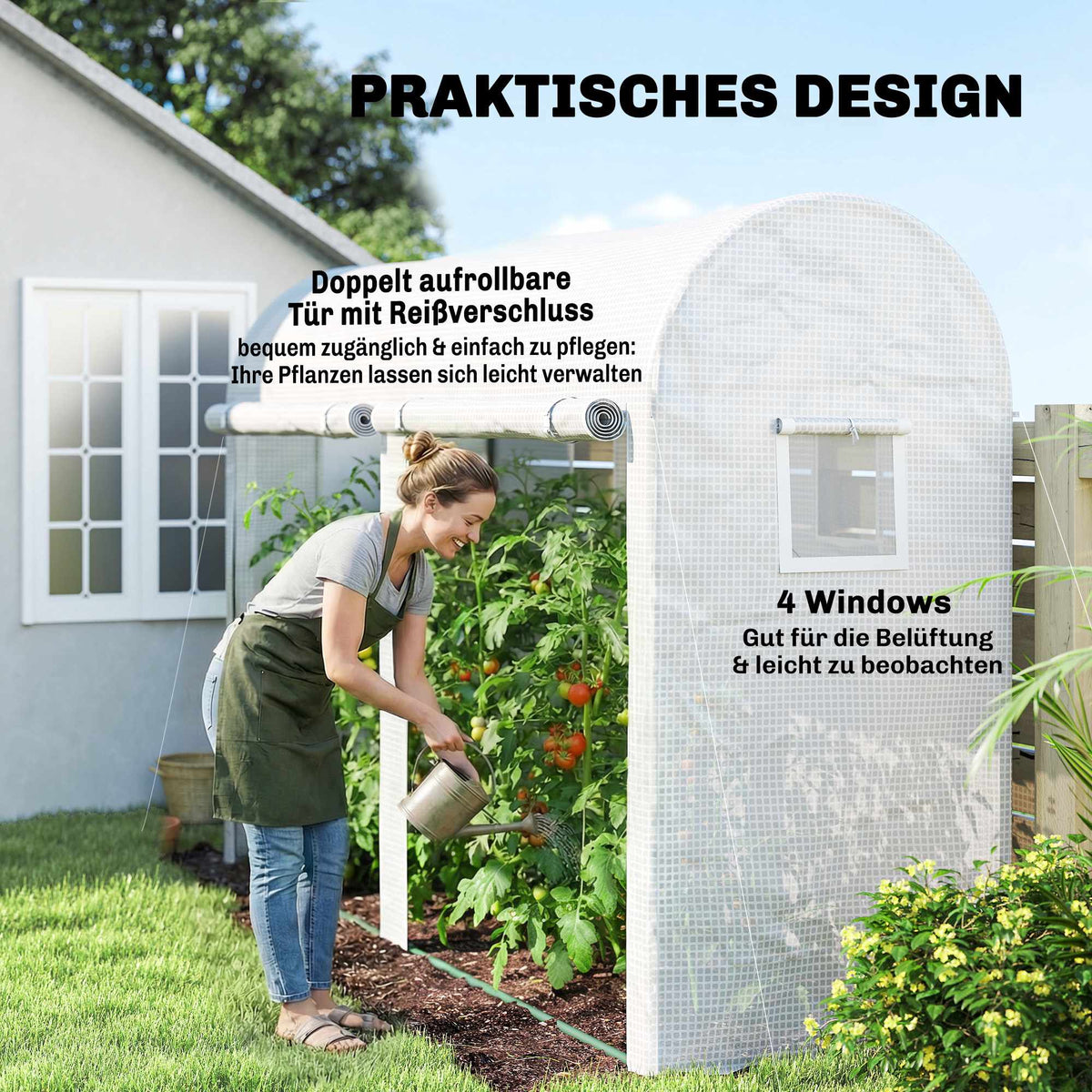 Steel Frame Greenhouse with Windows and Doors, 300x100x200 cm