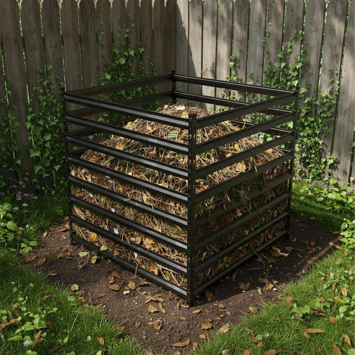 Steel Garden Composter, Open Slatted Design, Easy Assembly