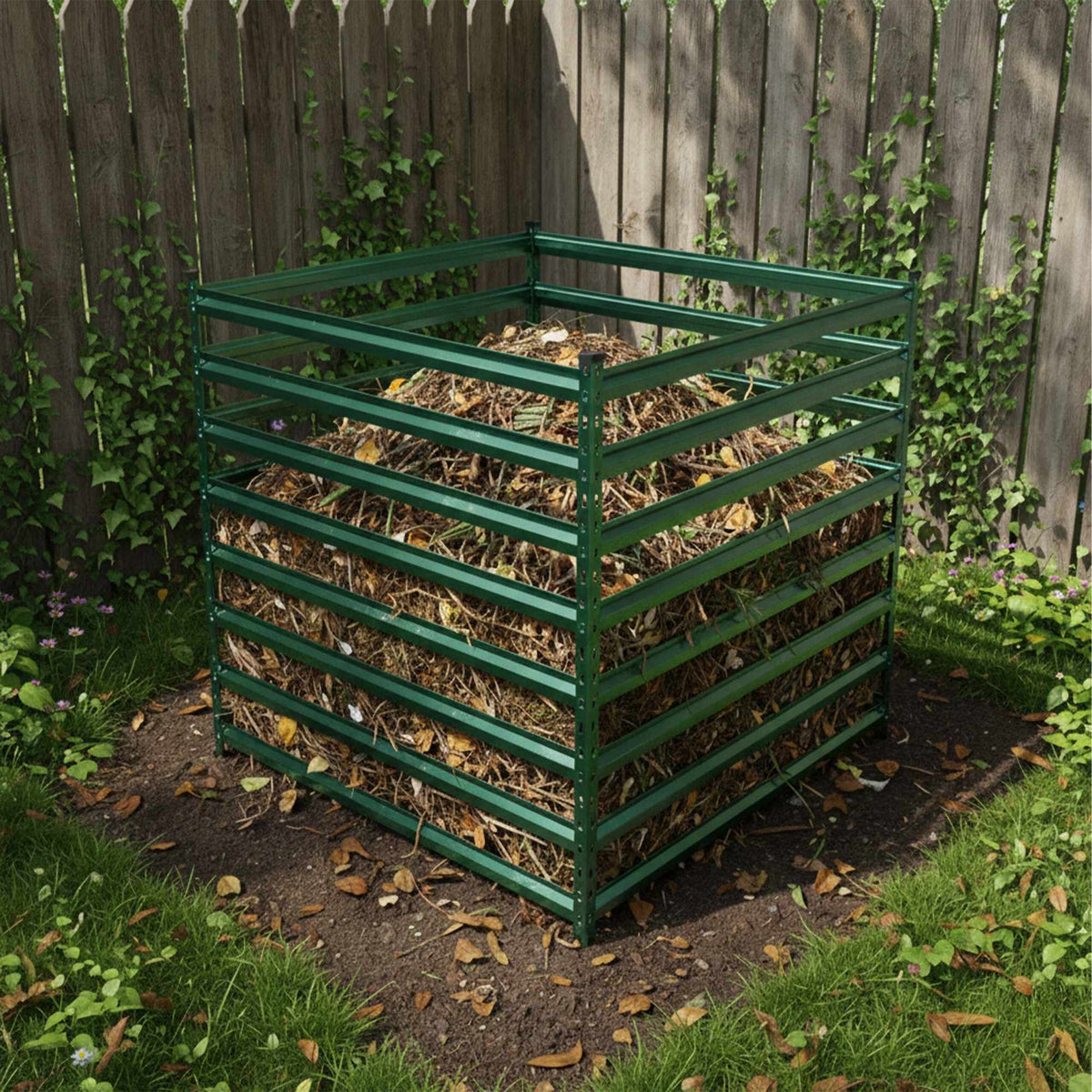 Steel Garden Composter, Open Slatted Design, Easy Assembly