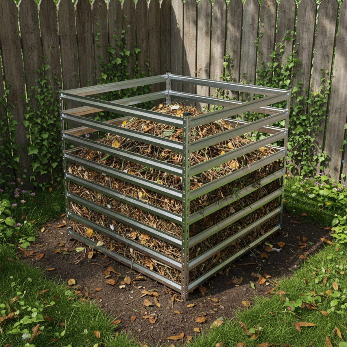 Steel Garden Composter, Open Slatted Design, Easy Assembly