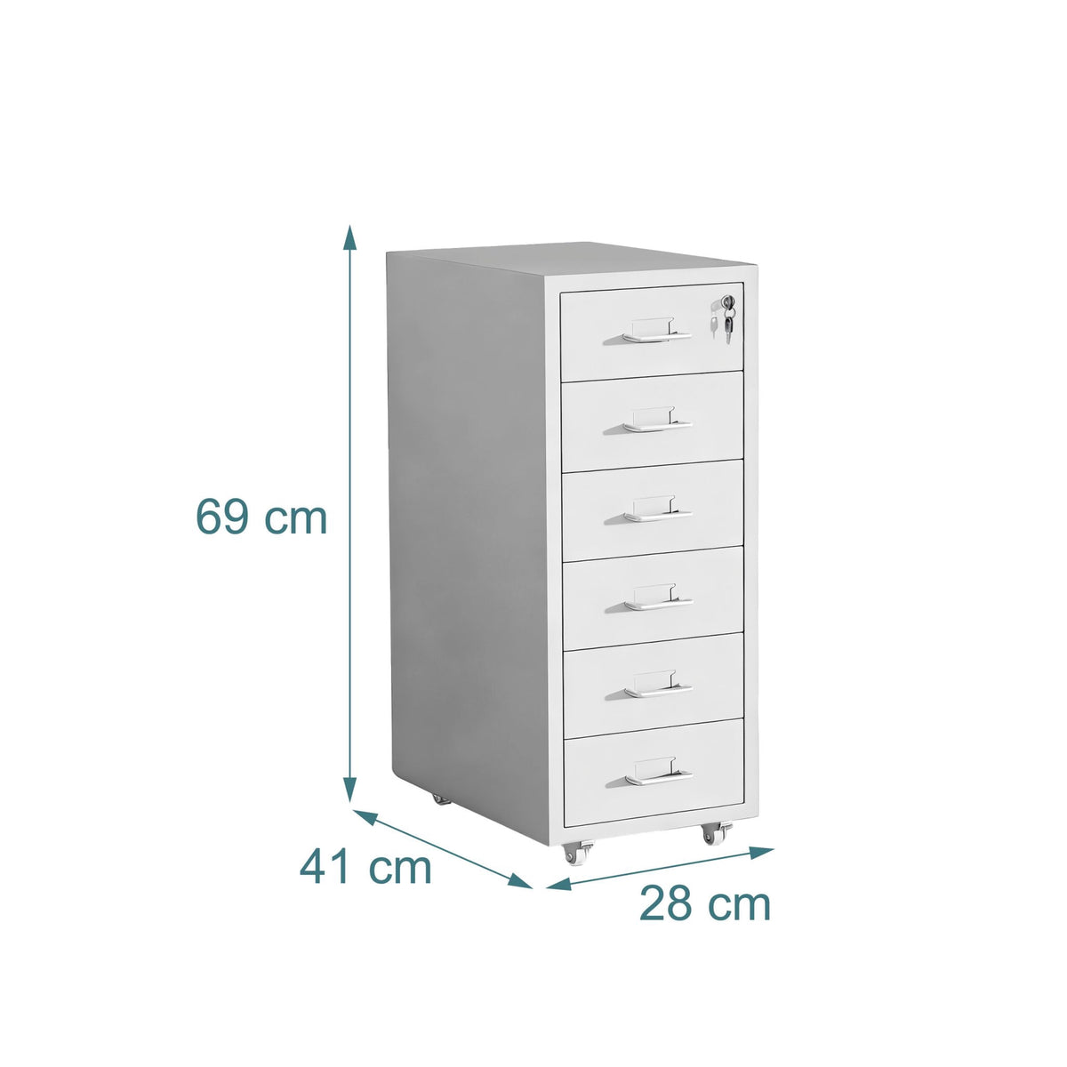 Steel Mobile Desk Pedestal, 6 Drawers, Lockable