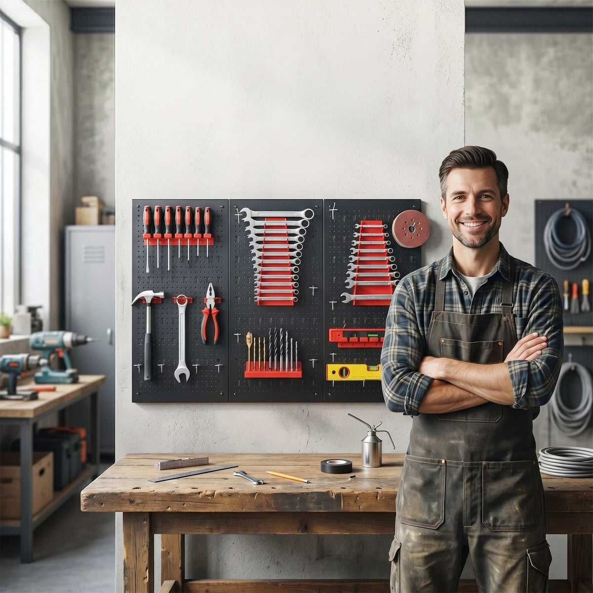 Steel Pegboard Tool Organizer, Wall-Mount Hooks Set